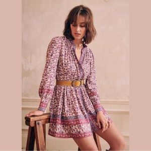 SEZANE LIO DRESS MINI FLOWERS VIOLET SIZE 34 US 2